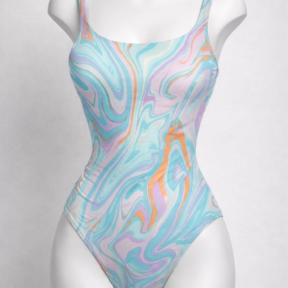 Victoria's Secret Other - Victoria’s Secret PINK One Piece Swimsuit Medium Teal Pink Swirl